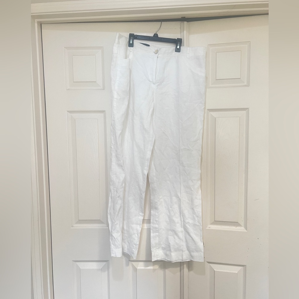 APANAGE 100% linen women size 16‎ white pants relaxed summer minimalist